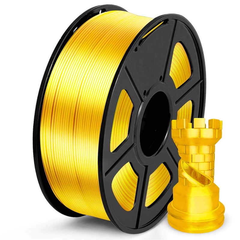 SUNLU Silk PLA Filament 1.75mm, Neatly Wound Shiny PLA 3D Printer Filament, Dimensional Accuracy +/- 0.02mm, Fit Most 3D Printers, Good Vacuum Packaging, 1kg Spool(2.2lbs), 330 Meters, Silky Gold - Image 1